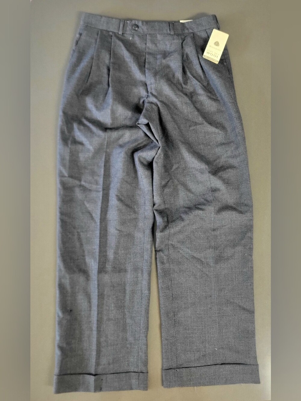 NWT Chaps Ralph Lauren Men’s 100% Pure New Wool Pleated Dress Pants 33x30 Gray C